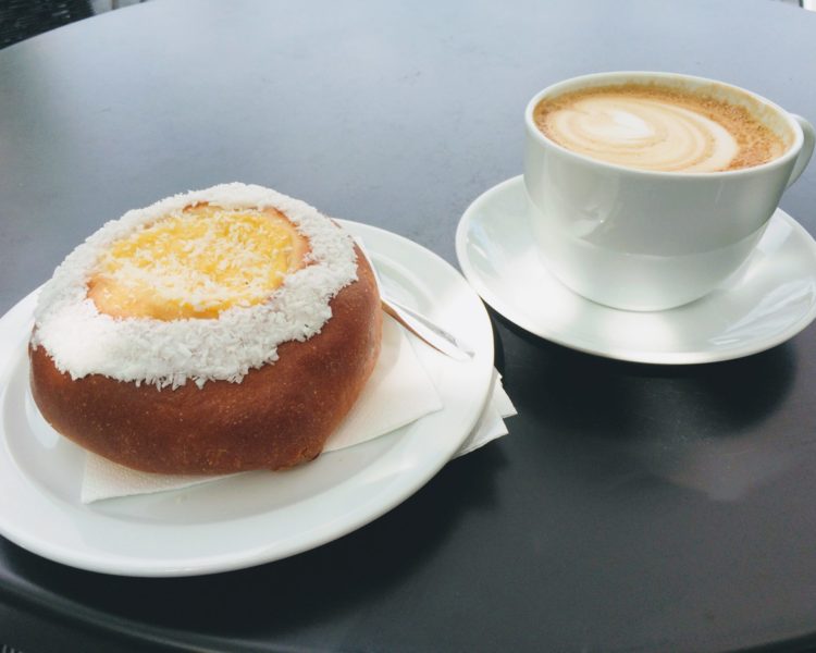 Norwegian custard bun and coffee