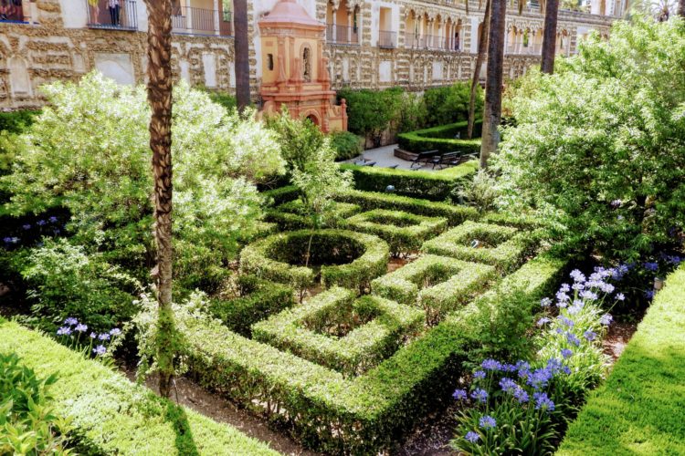 Mannerist Style Garden At The Alcazar Palace, Seville, Spain
