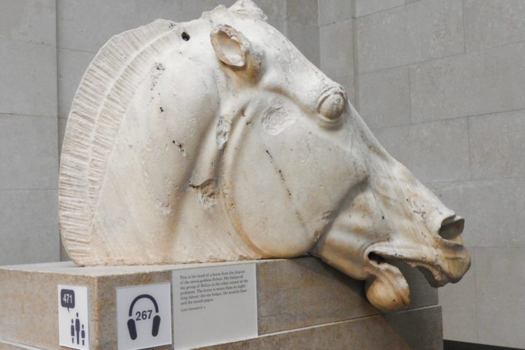 Marble head of Selene's horse, from the Parthenon, British Museum
