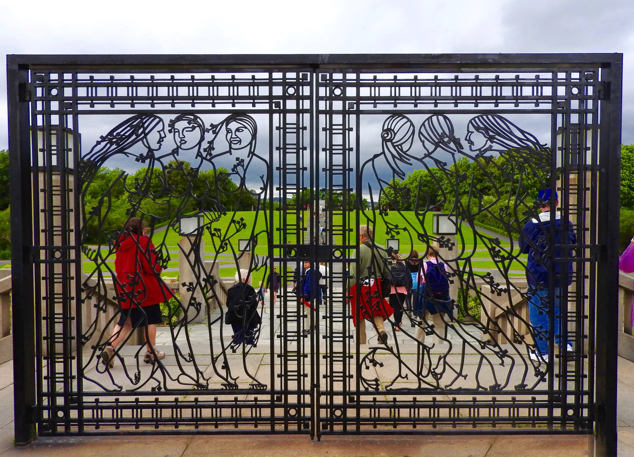 Iron gate with female figures at Frogner Park