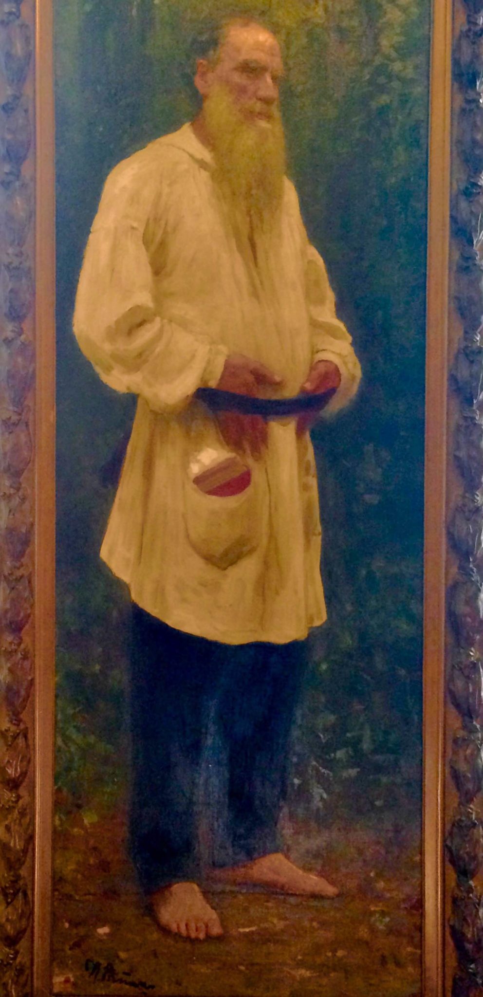 Ilya Repin portrait of Leo Tolstoy Portrait of older man in peasant tunic