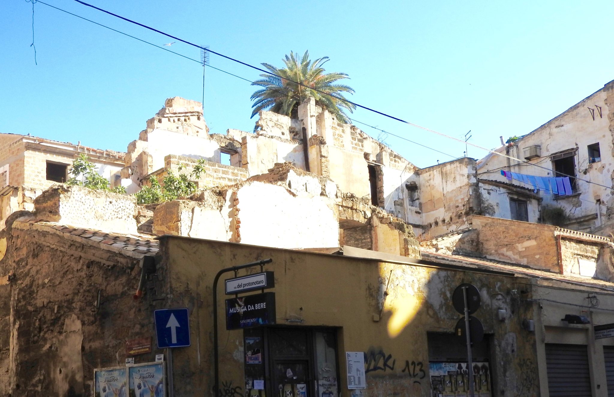 Bombed out building, Palermo, Sicily Bombed-out building