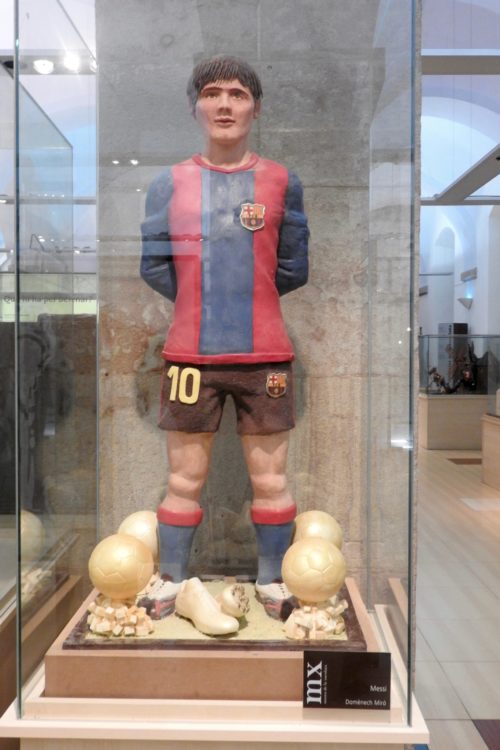 sculpture of Barcelona football player Chocolate Museum