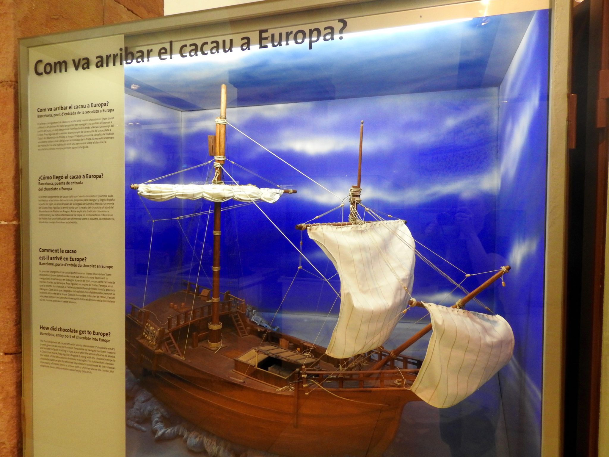 Chocolate museum exhibit showing Spanish ship