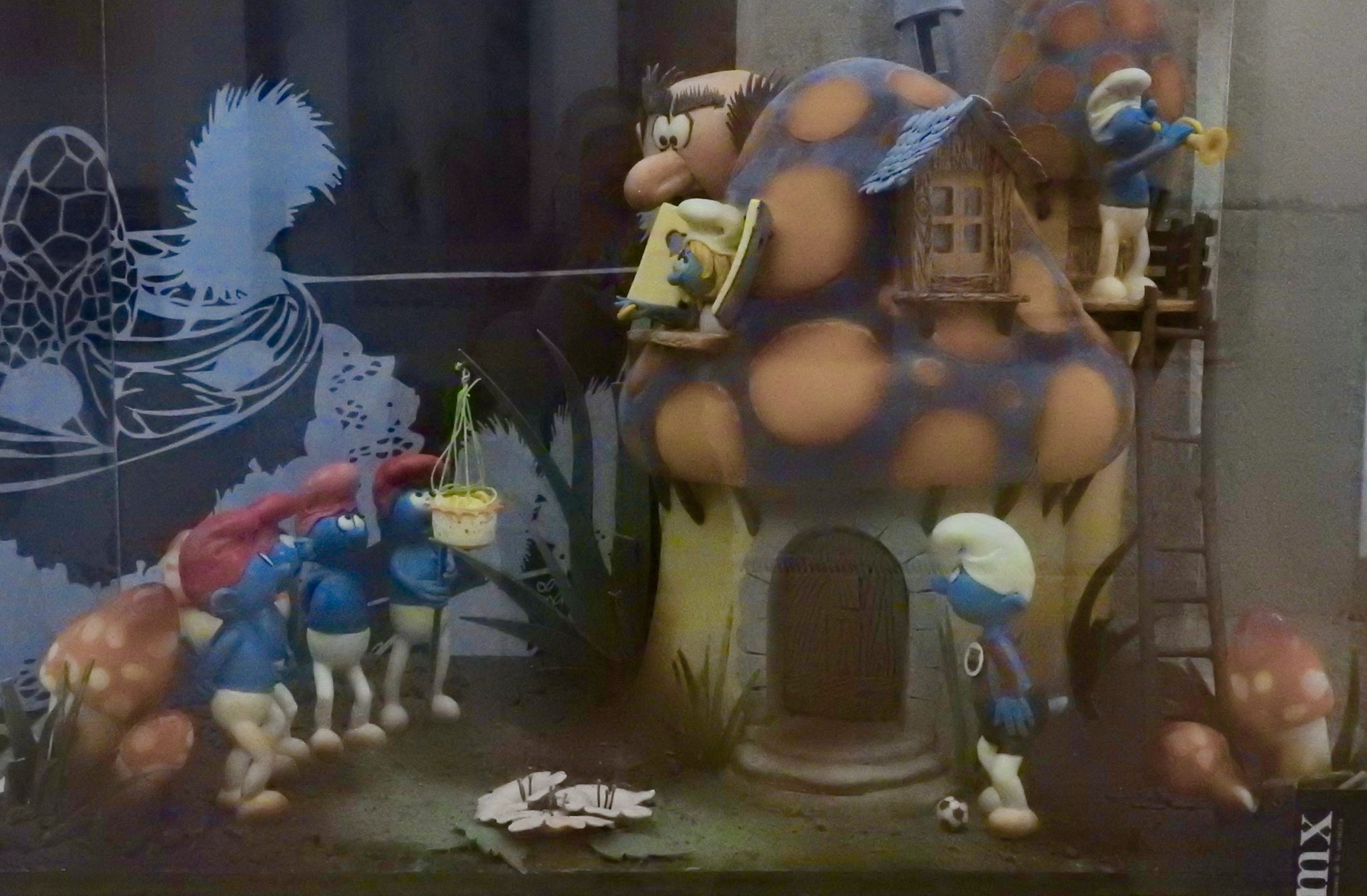 chocolate museum sculpture of Smurf village