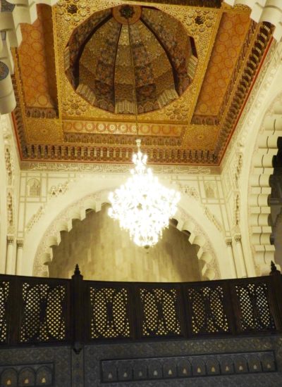 Mosque cedar ceiling and chandelier