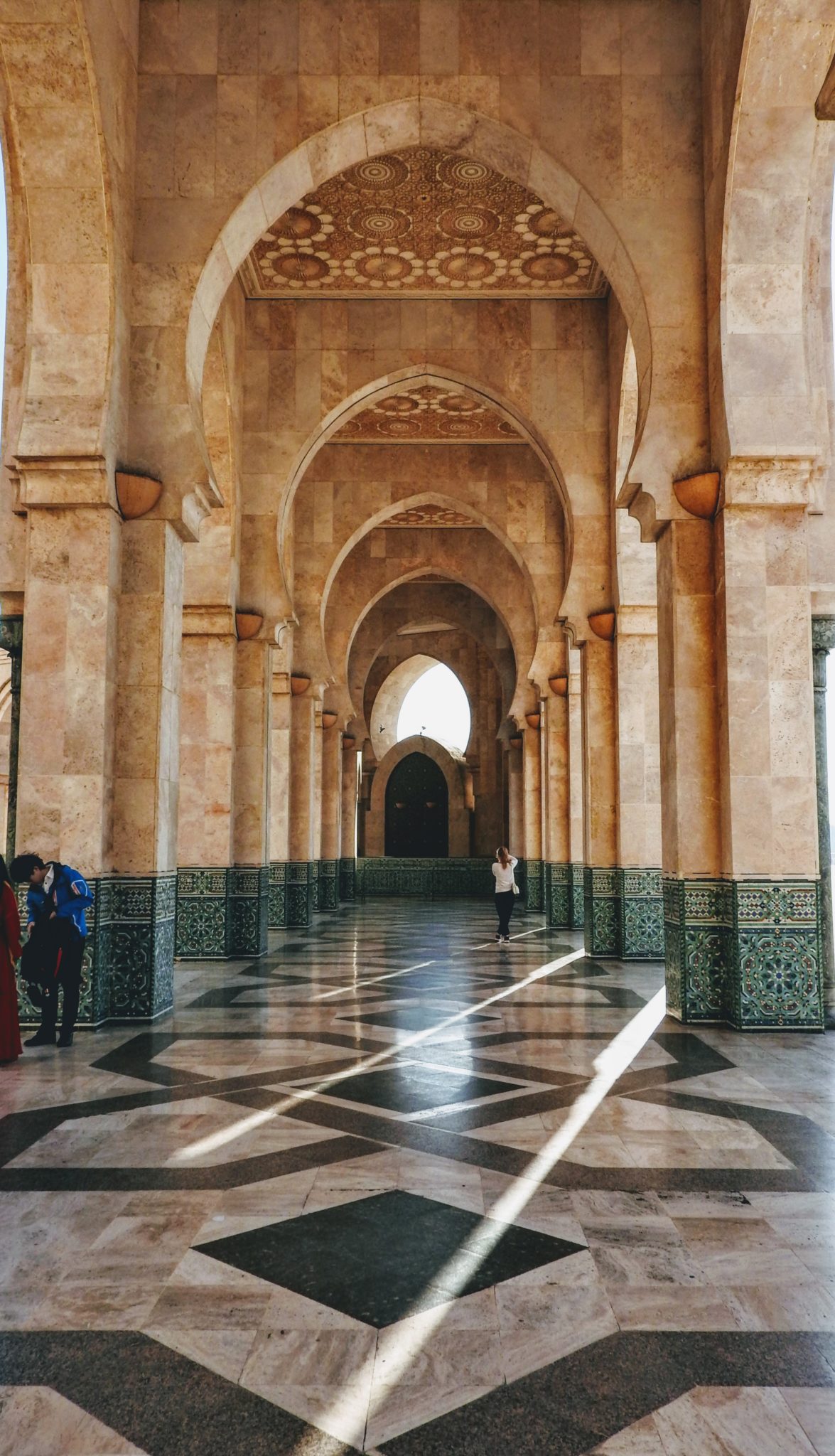 Mosque tiled and marble arches