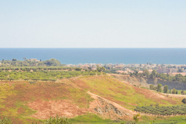 View Of Coastal City Of Agrigento And The Mediterranean Sea From The Valley Of The Temples