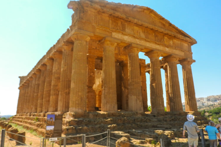 Restored Doric Building, The Temple Of Concordia, At Valley Of The Temples, Sicily.